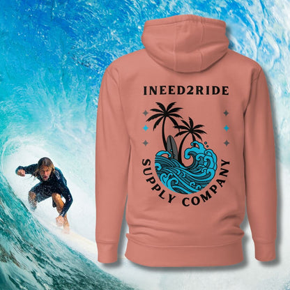 Surfs Up Dust Rose Hoodie Back View