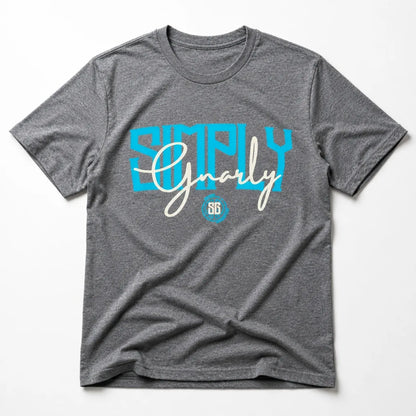 IN2R Simply Gnarly grey T-shirt shown in a front studio view